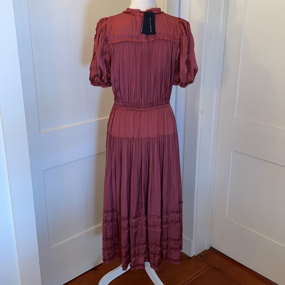 🌟Ulla Johnson Rose plissé-satin Midi Dress - Picture 4 of 12